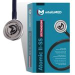 intelliMED Atomic II-SS Stethoscope, 5 Year Warranty, Stainless steel stethoscope with refined acoustic clarity, sensitivity and sound transmission, stethoscope for doctors and medical students (Navy Blue)