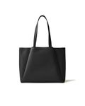 Work Tote Bags for Women 15.6 Inch - Laptop Tote Bag with Zip Compartments - Large PU Leather Office Purse Computer Briefcase, Black, Large