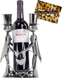 BRUBAKER Soporte para Botellas de Vino - Pareja de Novios Húmedo - Objeto Decorativo Metal con Tarjeta de Felicitación para el Regalo de Bodas