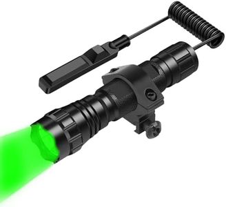 WINDFIRE Waterproof Green Light LED Coyote Hog Hunting Light Lamp Tactical Flashlight Torch with Pressure Switch and Rail Rifle Mount for Picatinny