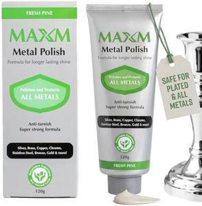 MAXM Multi-Purpose Metal Polish Paste with Fresh Pine Scents – Works on Stainless Steel, Brass, Copper, Chrome, Jewelry & Cars | Non-Abrasive Rust Remover & Tarnish Restorer | Biodegradable Tube 4.2oz