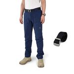 Ellobird Mens Flex Cargo Hiking Pants, Waterproof Stretch Lightweight, with Belt
