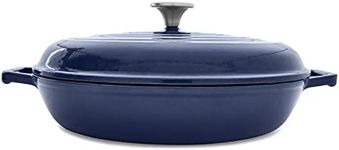 T-fal Cast Iron Enameled Casserole Dish 3.5 Quart Induction Oven Broil Safe 500F Pots and Pans, Cookware Blue