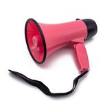 BEMLDY Portable Megaphone Bullhorn 20 Watt Power with Built-in Siren/Alarm-Adjustable Volume -Strap Powerful and Lightweight (Plus-Record, Light Pink)