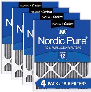 Nordic Pure 16x25x1 (15_1/2 x 24_1/2 x 3/4) Furnace Air Filters MERV 12 Pleated Plus Carbon 4 Pack