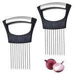 2 Pcs Onion Slicer, Onion Cutter, Vegetable Slicer Cutting Tools, Food Vegetable Shredder Tool, Meat Slicer Veg Slicer Onion Holder for Potato Carrot Onions Tomatoes Vegetable Meat