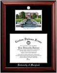 NCAA Maryland Terrapins Unisex Silver Medallion Frame University of Maryland 17w x 13h Silver Embossed Diploma Frame with Campus Images Lithograph, Brown, One Size