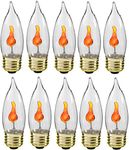 Creative Hobbies® 3 Watt Flicker Flame Light Bulb - Flame Shaped, Flickering Orange Glow for Unique Ambience - E26 Standard Base, Box of 10