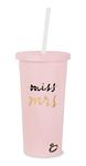 Kate Spade New York Acrylic Bridal Tumbler with Lid and Straw, 20 oz Tumbler for Bride to Be, Slim Double Wall Tumbler, Miss to Mrs. (Blush Pink)