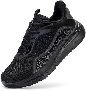 FitVille Men's Wide Road Running Shoes Walking Sneakers Lightweight Workout Slip-on Shoes - Highland Core Jogger V3, Black, 9 Wide