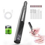 NAILGIRLS Cordless Electric Nail Drill, Portable Electric File 35000rpm Nail Drill Kit with Drill Bits Set and Rechargeable for Acrylic Nail Drill Manicure Pedicure Polishing Gray