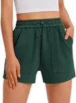 PINSPARK Sweat Shorts Women Comfy Soft Lounge Shorts Casual Summer Athletic SweatShorts Activewear Pockets, Lake Green, Large