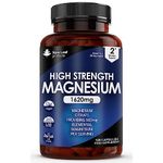 Magnesium Supplements 1620mg - Super Strength - Magnesium Citrate Capsules - (500mg Elemental Vegan Magnesium) Not Magnesium Tablets High Absorption, Bones Muscle & Sleep Support - Made in The UK