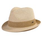 Comhats Unisex Panama Summer Fedora Trilby Straw Sun Hats for Men Safari Beach Hat Golf Jazz Hat - Packable & Adjustable - M/L - 55-62CM (X-Large, 16010_Beige)