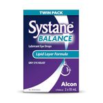 Systane Balance, Lubricant Eye Drops for Dry Eyes, Evaporation Protection Dry Eye Drops, Eye Drops for MGD, Meibomian Gland Dysfunction - 2x10 mL