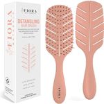 Detangler Brush by Fiora Naturals - 100% Bio-Friendly Detangling brush w/Ultra-Soft Bristles - Glide Through Tangles with Ease - For Curly, Fine, Black Natural, Women, Men, Kids - Dry and Wet Hair