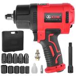 1/2 Inch Air Impact Wrench, Max Torque 1560 ft-lbs, Lightweight 4.4 lb Design, Air Impact Gun Includes 11 Pcs CR-V Steel Impact Socket Set and Storage Case, Twin Hammer 8000RPM for Automobile Repair