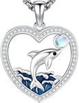 AUDINCEED Dolphin Necklace 925 Sterling Silver Dolphin Pendant Ocean Jewelry Cute Animal Pendant for Women Girls Mom Mother's Day Christmas Day Holiday, Sterling Silver, No Gemstone