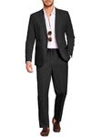 COOFANDY Men's 2 Piece Linen Suits Set Regular Fit Casual Lightweight Blazer Jacket and Pants, Black, Large