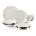 Lenox 890951 French Perle 12-Piece Plate & Bowl Dinnerware Set