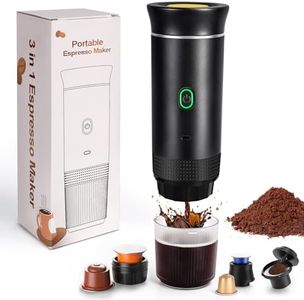 SOPPY Portable Espresso Coffee Machine, Capsule Coffee Maker with Self-Heating Tech, Compatible with Big/Small Capsule, Coffee Powder, Compact Design for Camping, Travel, Office & Home Use (Black)​