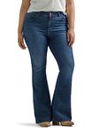 Lee Women's Legendary Mid Rise Flare Jean, Inner Strength, 14 Short