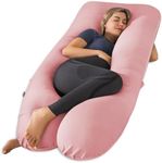 Meiz Pregnancy Pillows, Cooling Pregnancy Pillows for Sleeping, 55 Inch U Shaped Full Body Maternity Pillow for Side Sleeper, Rayon Cover from Bamboo, Pink