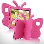 FunnyWin Fire 7 Tablet Case Kids, Amazon Fire 7 2022 Butterfly Case with Kickstand Light EVA Full Boby Drop Protective Rugged Shockproof Kid-Proof Fire 7 Kids Tablet Case for Girls Kids Gift (Rose)