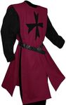 Gafeng Men's Medieval Crusader Tunic Knights Templar Renaissance Cloak Costume Two Piece Warrior LARP Halloween Outfits