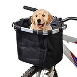 docooler Bike Basket,Folding Small Pet Cat Dog Carrier Front Removable Bicycle Handlebar Basket Quick Release Easy Install Detachable Cycling Bag Mountain Picnic Shopping Aluminum Alloy