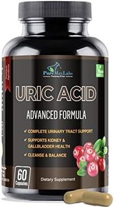 Uric Acid Advanced Formula – Kidney, Liver, Gallbladder, Urinary Tract Cleanse with Cranberry, Chanca Piedra, Tart Cherry, Milk Thistle and Bromelain 60 Capsules