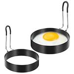 Dimeho 2Pack Egg Rings for Frying Eggs Nonstick Stainless Steel Fried Egg Ring Griddle Pancake Shapers Round Egg Cooking Rings Mold Shaper for English Muffins Breakfast Omelette Sandwich