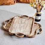 Rustic Wood Serving Tray with Metal