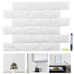 30 Pcs 3D Wall Panels, White Brick Printable 3D Wallpaper Stick and Peel, Self Adhesive Waterproof Foam Faux Brick Paneling for Bedroom, Bathroom, Kitchen, Fireplace (34.1 sq feet Coverage)