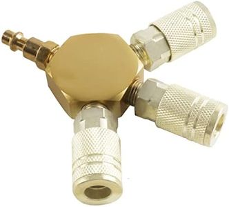 XHSP 3-Way Air Splitter, 1/4 Inch NPT Hex Style Air Manifold with 3 Pieces Brass Industrial Coupler and Plug - Air Compressor Hose Accessories, Air Compressor Manifold Quick Connect Fittings