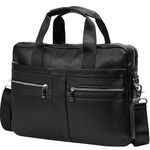 Leather Briefcase Laptop Bag Messenger Shoulder Work Bag Crossbody Handbag for Business Travelling Christmas for Men (CFZ-Black)