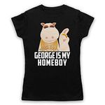 My Icon Art & Clothing Rainbow George is My Homeboy Kids TV Show Parody Womens T-Shirt, Black, XL