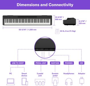 Yamaha P-145BT Digital Piano – Black, Portable Keyboard