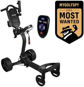 Axglo e3 Remote Electric Golf Push Cart, Compact 1-Motion Folding 4-Wheel Trolley with 36-Hole Lithium Battery, Dual Motors, 40° Anti-Tip Tech, Large Storage Compartment, Cup & Umbrella Holder, Black