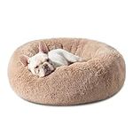 Bedsure Small Dog Bed Washable - Self Calming Dog Beds - 23 inches Fluffy Donut Cuddler for Small/Medium Deep Sleep Cat up to 25lbs - Indoor Round Dog Bed – Camel