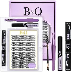 B&Q Lash Clusters Kit 280PCS Eyelash Clusters Kit,40D 50D D 9-16MIX Individual Lash Comfortable Eyelash Extension Set, Classic Look with Bond and Seal Waterproof, Remover DIY at Home(Set,40D+50D)