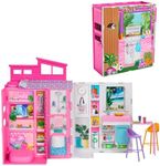 Barbie Doll House Playset, Getaway House with 4 Play Areas Including Kitchen, Bathroom, Bedroom and Lounge, 11 Decor Accessories, HRJ76