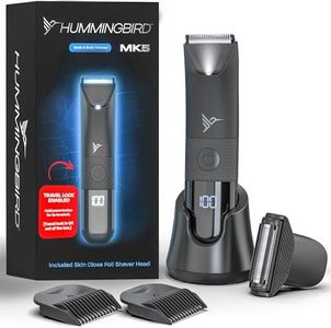 HUMMINGBIRD MK5 Pubic Hair Trimmer for Men – Ceramic Blade, No Nick, No Cut, Ball Trimmer, Waterproof, USB-C Rechargeable, LED Display, Charging Dock & Travel Pouch, Body Trimmer & Ball Shaver