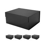 PACKHOME 5 Gift Boxes 9x6.5x3.8 Inches, Christmas Gift Boxes, Bridesmaid Boxes, Rectangle Collapsible Boxes with Magnetic Lids for Gift Packaging (Matte Black, Grain Texture)