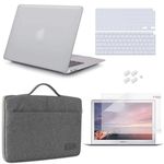 iCasso Compatible MacBook Air 13 inch Case 2020 2019 2018 Release A2337 M1 A2179 A1932 Bundle, Plastic Hard Case Shell, Sleeve Bag, Screen Protector, Keyboard Cover and Dust Plug - Clear