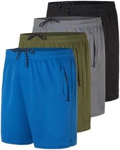 4 Pack: Mens 5 Inch Inseam Quick Dry Fit Running Shorts Zipper Pockets Drawstring Active Athletic Basketball Gym Workout Fitness Summer Training Sport Track Casual Tennis - Set 2, S