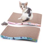 Wullu Planet Cat Scratcher 2 Pack Cardboard Cat Scratch Pad for Indoor Cats Reversible Cat Scratching Board with Catnip (Pink+Blue)