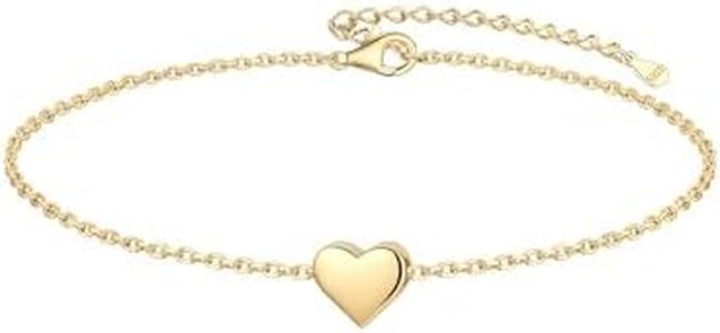 ChicSilver Personalized 18K Gold Plated Custom Capital Initial Letter Date Name Bracelet Minimalist Cute Heart Charm Fashion Friendship Jewelry Gift for Her