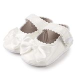 Morbido Infant Baby Girls Mary Jane Flats Soft Sole Non-Slip Bow Knot Princess Wedding Dress Shoes Toddler Crib Shoes