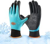 COOLJOB Waterproof Winter Work Gloves for Men and Women, Double Coated Rubber with Grip, Warm Lined for Farm Freezer, Construction, Warehouse, One Pair Blue, X-Large Size